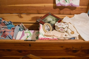 Cedar chest full of memorabilia