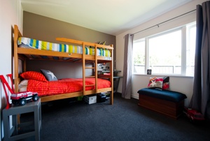 Bunk beds in a dorm room.