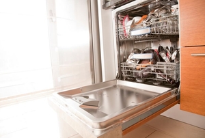 An open dishwasher.