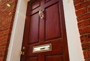 An elegant front door with much curb appeal.