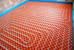 A radiant floor heating system.