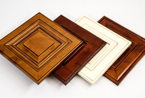 Different color cabinet doors.