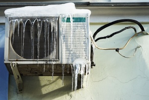 A frozen AC system.