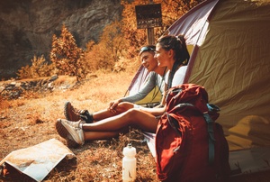A couple in a tent.