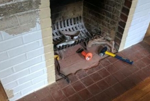 hearth removal project before image
