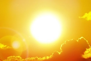 hot sun in warm heat wave sky