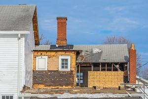 A second-story addition on top of a house.