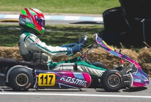 racing go kart driver and kart