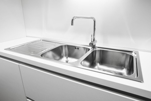 A stainless steel sink.