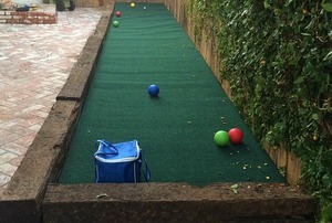 A backyard bocce ball court