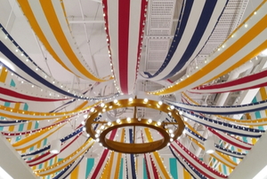 chandelier with swag and pennant lights