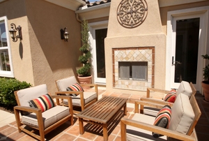 A propane outdoor fireplace.