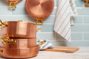 Copper pots.