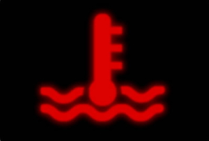 A warning light for an overheating engine.