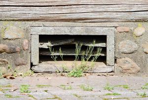 A crawl space under a house.
