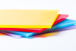 Sheets of colored plexiglass.