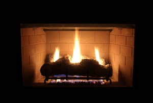 gas burning fire in a fireplace