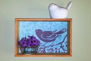 display box with bird print and flowers