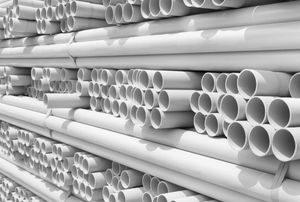 A stack of PVC pipe.