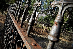 A wrought iron gate.