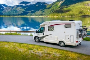 RV driving down the road