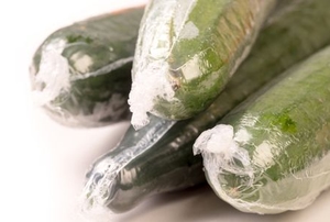shrinkwrapped cucumbers