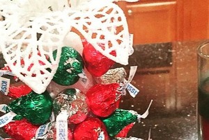 A Christmas tree made out of Hershey's Kisses.