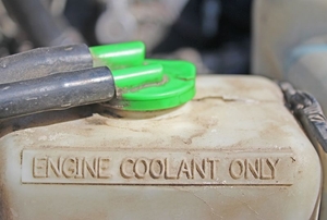 Coolant reservoir in an engine.