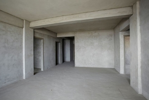 A basement with concrete floors.