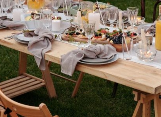 outdoor dining table with food