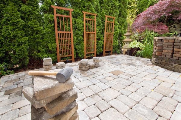 Pavers are different kinds of units, roughly brick-sized, that are used for pati