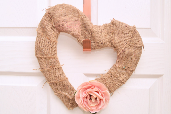 DIY Valentine's Day heart burlap wreath