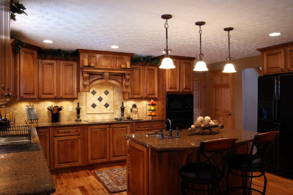 Dark wood French style kitchen