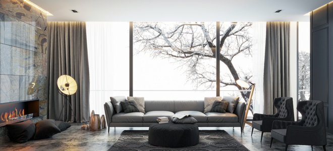 A minimalist living room.