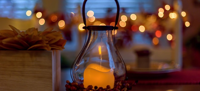 A fall-themed lantern.