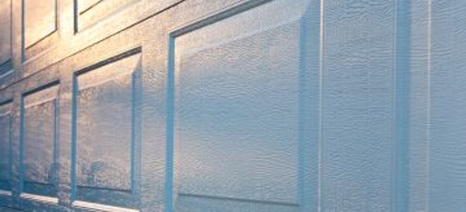 front of a closed garage door