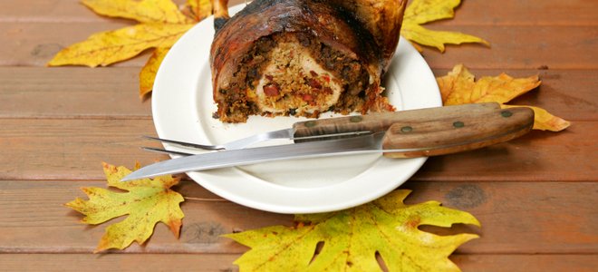 A Turducken on a plate.