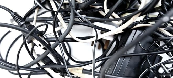 A tangled mess of cords and cables. 
