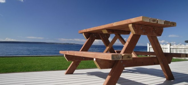 Picnic Table with blue sky