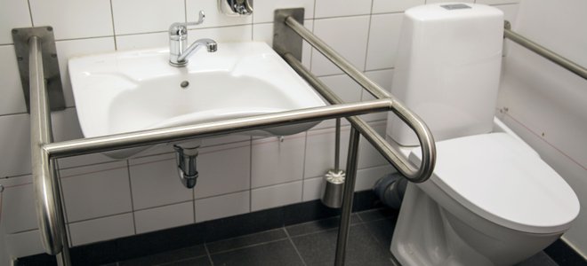 A wheelchair accessible bathroom.