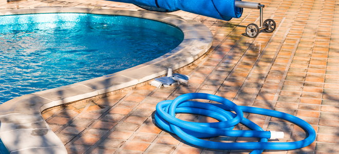 An inground pool cover.