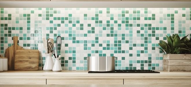 A backsplash with grout.