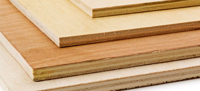 four types of plywood stacked