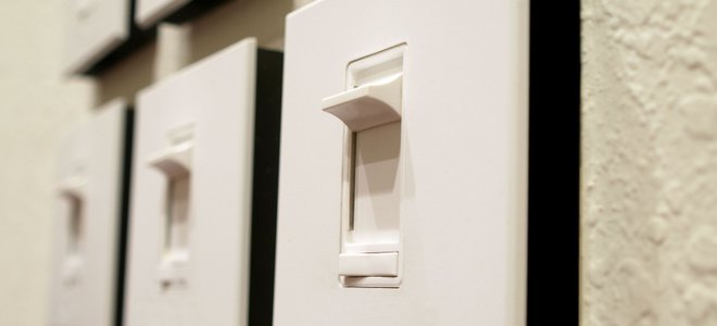 A row of dimmer switches.