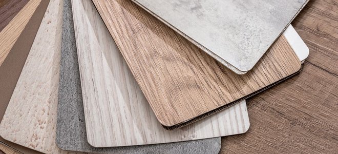 Laminate flooring samples.