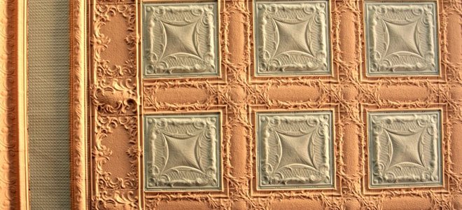 A painted tin ceiling.