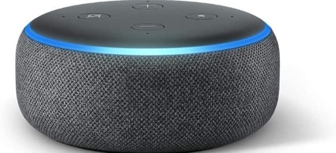 Amazon smart speaker with buttons on top