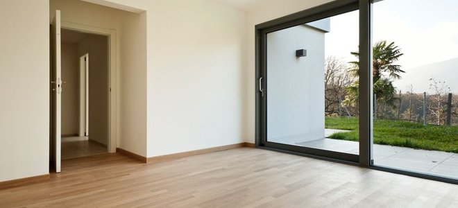 A sliding glass door.