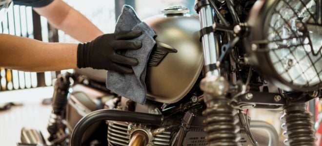 hand wiping motorcycle