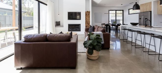 polished concrete in living room